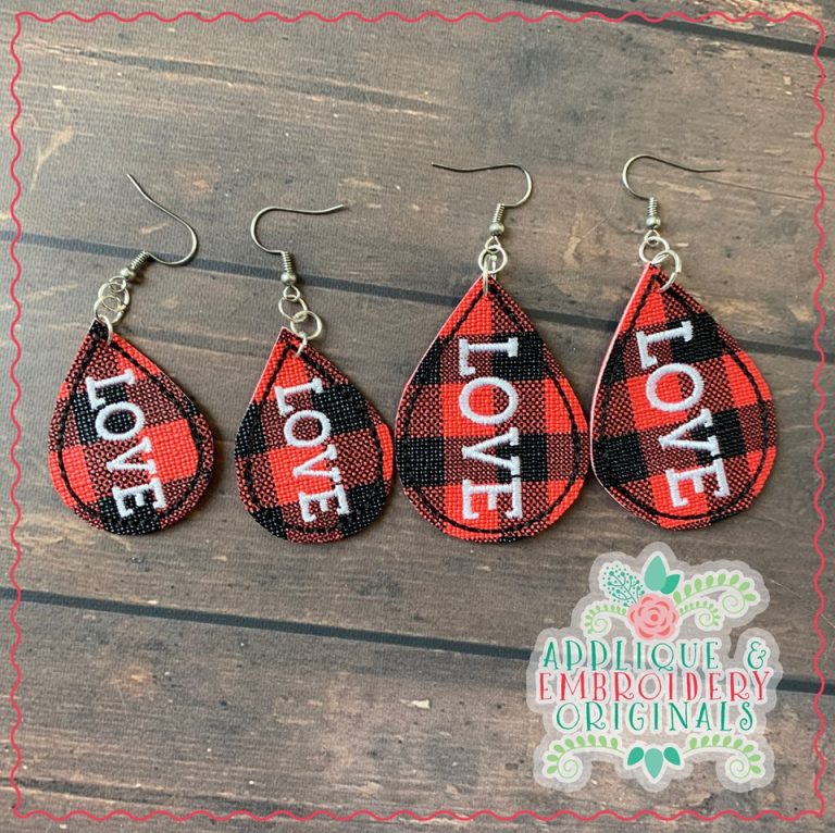 2352 LOVE Horizontal Earrings In-The-Hoop Design - Image 2