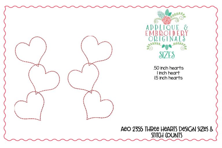 2355 Three Hearts Earrings In-The-Hoop Design - Image 4