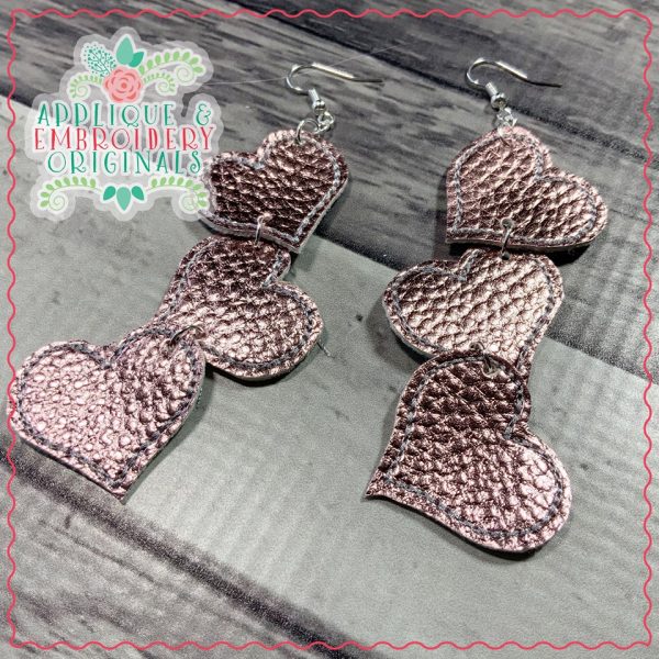 2355 Three Hearts Earrings In-The-Hoop Design - Image 2