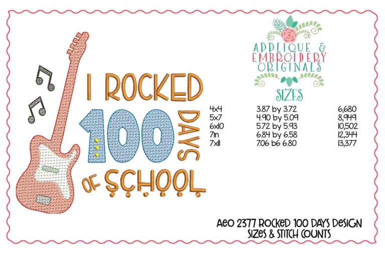 2377 Rocked 100 Days of School Sketch Design - Image 2