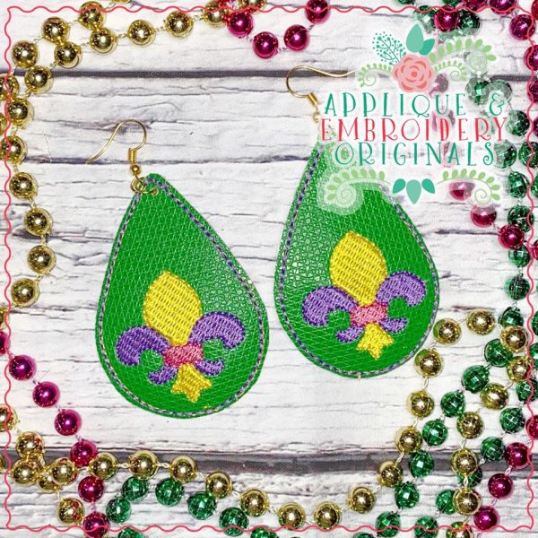 2380 Fleur De Lis Earrings In-The-Hoop Design - Image 2