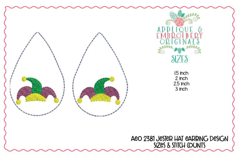 2381 Jester Hat Earrings In-The-Hoop Design - Image 2