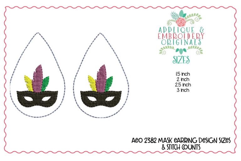 2382 Mask Earrings In-The-Hoop Design - Image 2