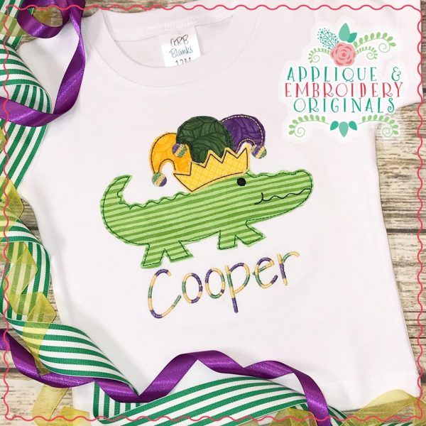 2393 Mardi Gras Alligator All-In-One Applique Design - Image 3