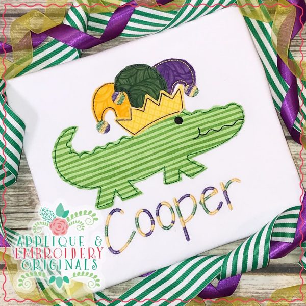 2393 Mardi Gras Alligator All-In-One Applique Design - Image 4