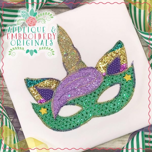 2397 Mardi Gras Unicorn Mask All-In-One Applique Design - Image 4