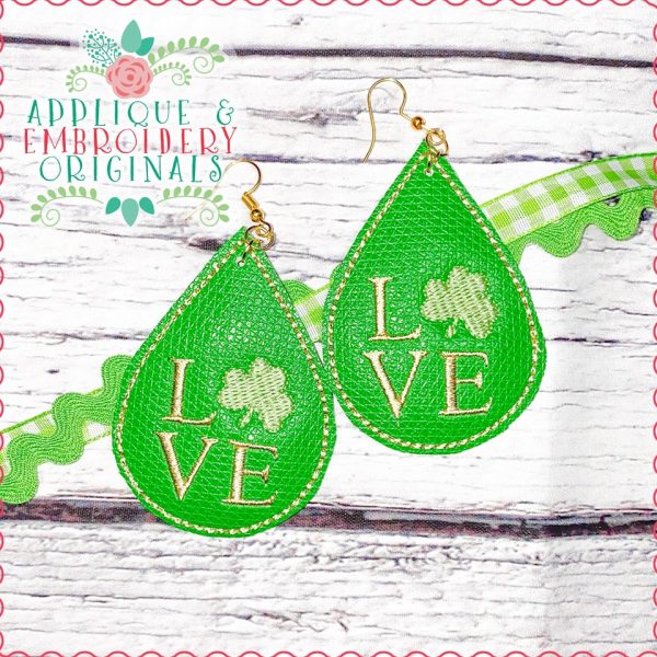 2405 LOVE with Shamrock Earrings In-The-Hoop Design - Image 2