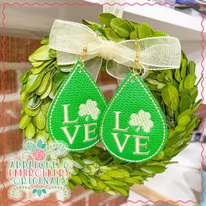 2405 LOVE with Shamrock Earrings In-The-Hoop Design