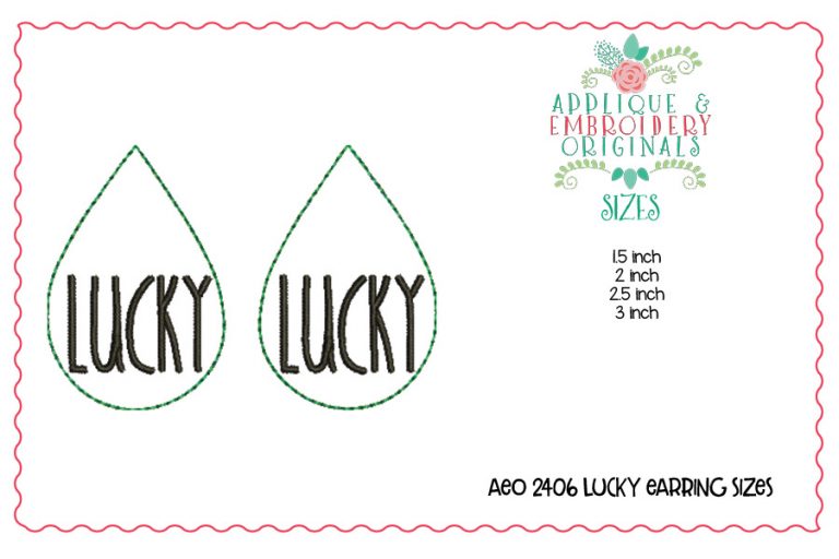2406 LUCKY Earrings In-The-Hoop Design - Image 2
