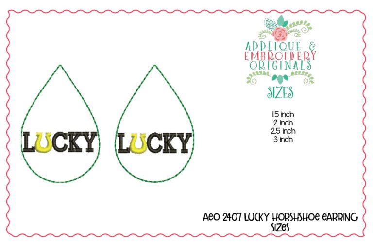 2407 Lucky Horseshoe Earrings In-The-Hoop Design - Image 3