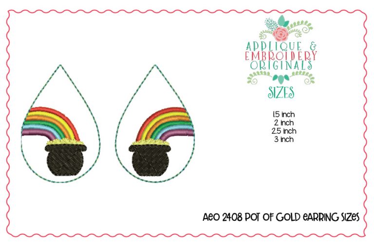 2408 Pot of Gold Earrings In-The-Hoop Design - Image 2