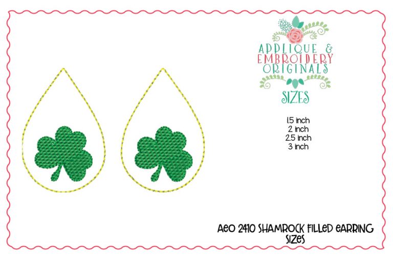 2410 Shamrock Filled Earrings In-The-Hoop Design - Image 2