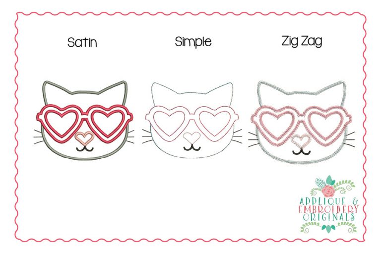 2300 Kitty Heart Sunglasses All-In-One Applique Design - Image 6