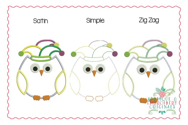2395 Mardi Gras Owl All-In-One Applique Design - Image 4