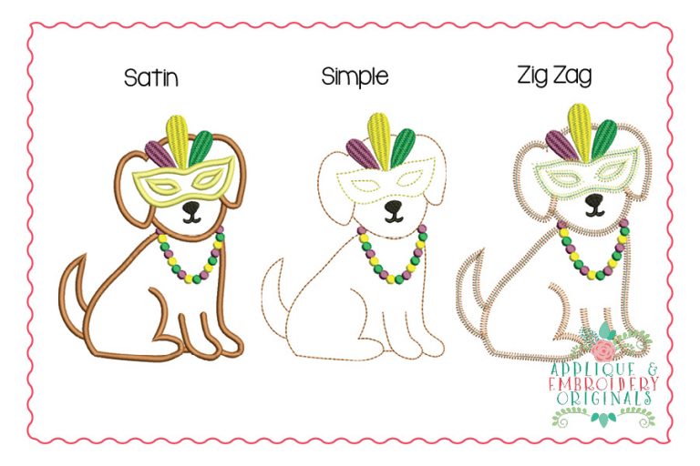 2396 Mardi Gras Puppy All-In-One Applique Design - Image 3