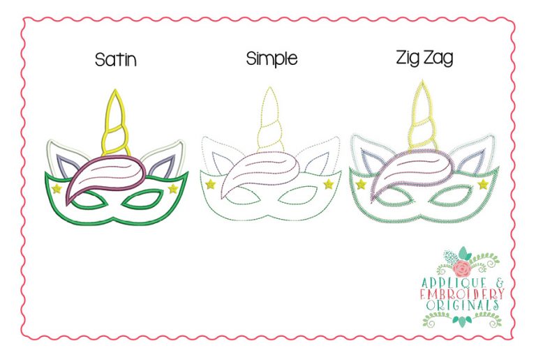 2397 Mardi Gras Unicorn Mask All-In-One Applique Design - Image 6