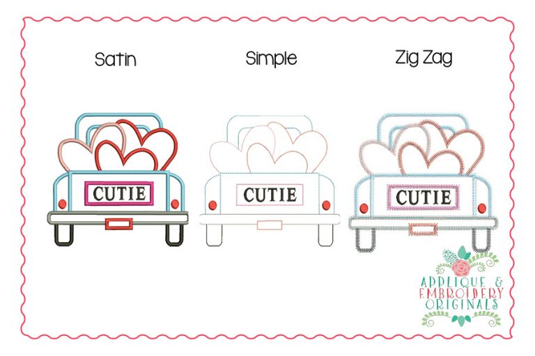 2302 Truck with Hearts All-In-One Applique Design - Image 5