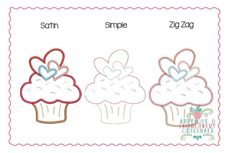 2306 Valentine Cupcake All-In-One Applique Design - Image 5