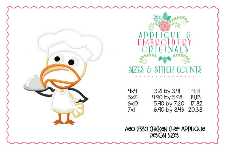 2330 Chicken Chef Applique Design - Image 2