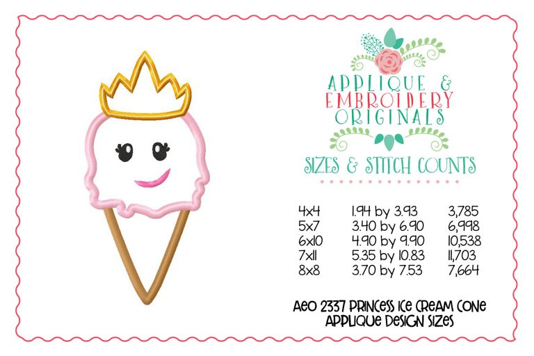 2337 Princess Ice Cream Cone Applique Design - Image 2