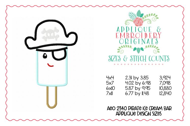 2340 Pirate Ice Cream Bar Applique Design - Image 2