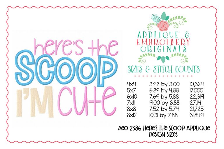 2386 Here's the Scoop Applique Design - Image 2