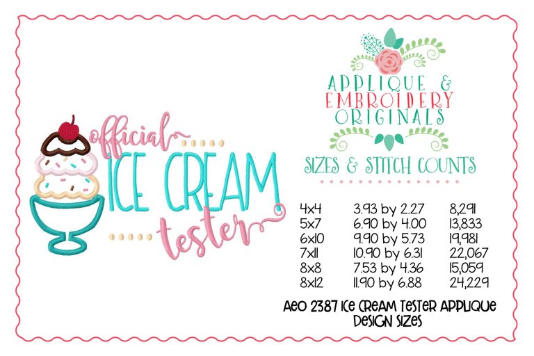 2387 Ice Cream Tester Applique Design - Image 2