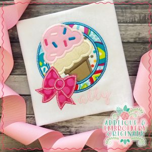 2389 Ice Cream Cone in Circle Applique Design