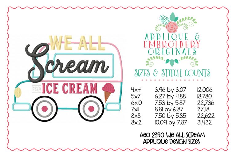 2390 We All Scream for Ice Cream Applique Design - Image 2