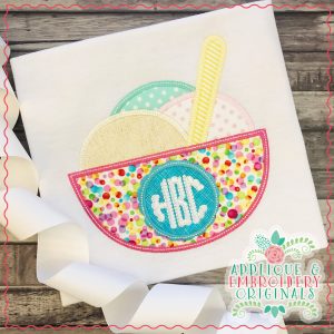 2392 Ice Cream Monogram Bowl Applique Design