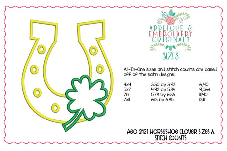 2421 Horseshoe Clover All-In-One Applique Design - Image 4