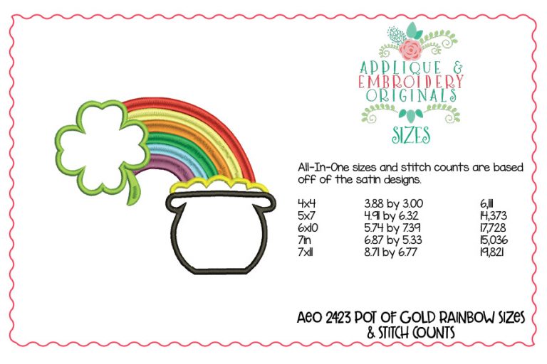 2423 Pot of Gold Rainbow All-In-One Applique Design - Image 6