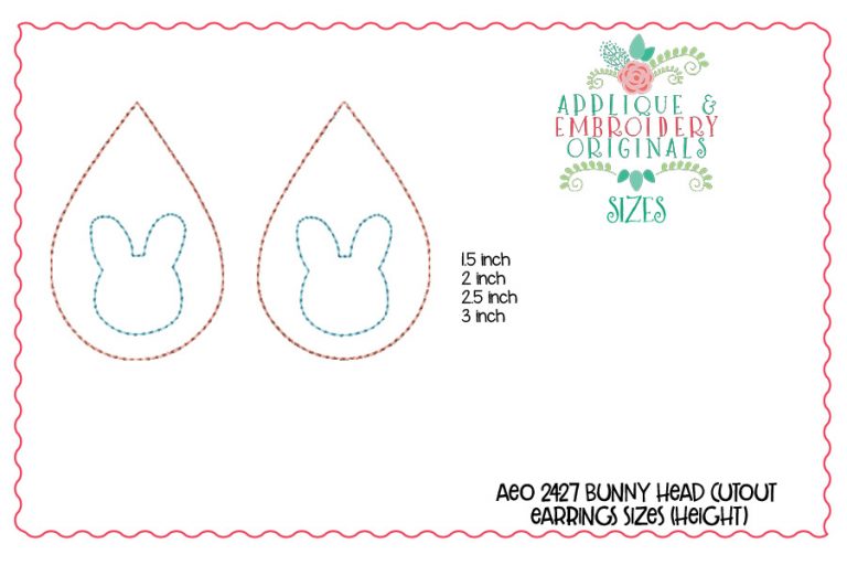 2427 Bunny Head Cutout Earrings In-The-Hoop Design - Image 6