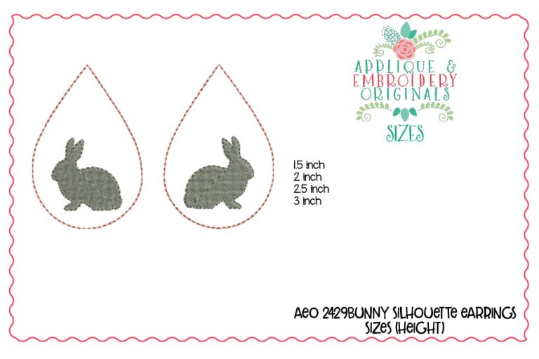 2429 Bunny Silhouette Earrings In-The-Hoop Design - Image 2