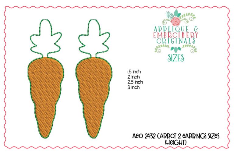 2432 Carrot 2 Earrings In-The-Hoop Design - Image 4