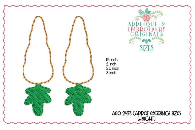 2433 Carrot Earrings In-The-Hoop Design - Image 3