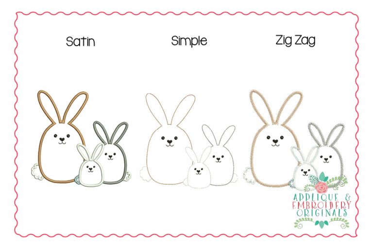 2440 Bunny Trio All-In-One Applique Design - Image 2