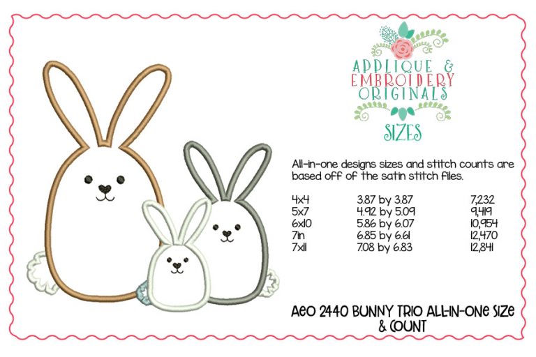 2440 Bunny Trio All-In-One Applique Design - Image 5