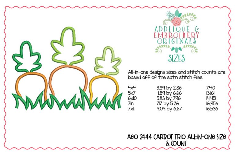 2444 Carrots in Grass All-In-One Applique Design - Image 3