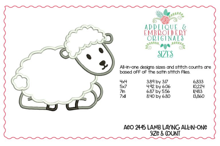 2445 Lamb Laying All-In-One Applique Design - Image 3