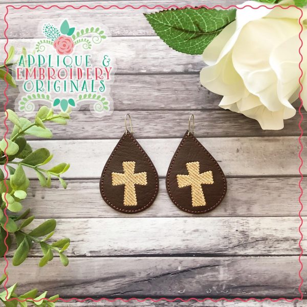 2446 Cross 1 Earrings In-The-Hoop Design - Image 2