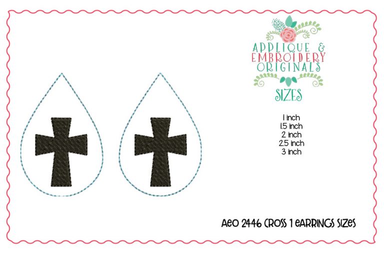 2446 Cross 1 Earrings In-The-Hoop Design - Image 3