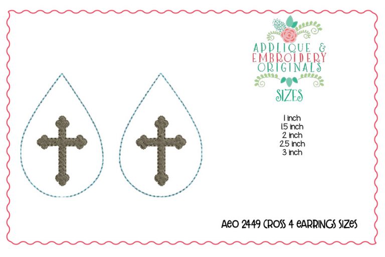 2449 Cross 4 Earrings In-The-Hoop Design - Image 2