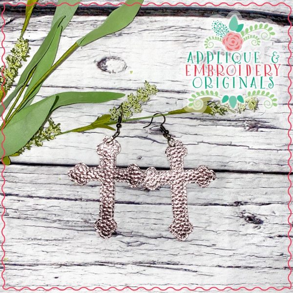2450 Cross 4 Earrings In-The-Hoop Design - Image 2