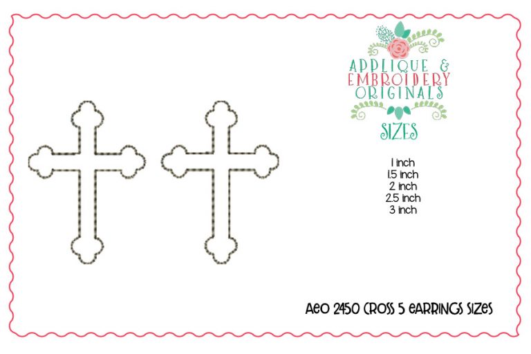 2450 Cross 4 Earrings In-The-Hoop Design - Image 3