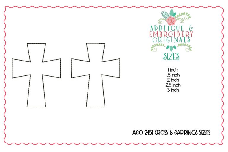 2451 Cross 6 Earrings In-The-Hoop Design - Image 5