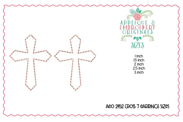2452 Cross 7 Earrings In-The-Hoop Design - Image 2