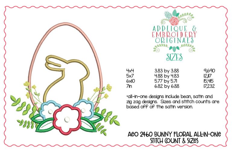 2460 Bunny Floral Egg All-In-One Applique Design - Image 3