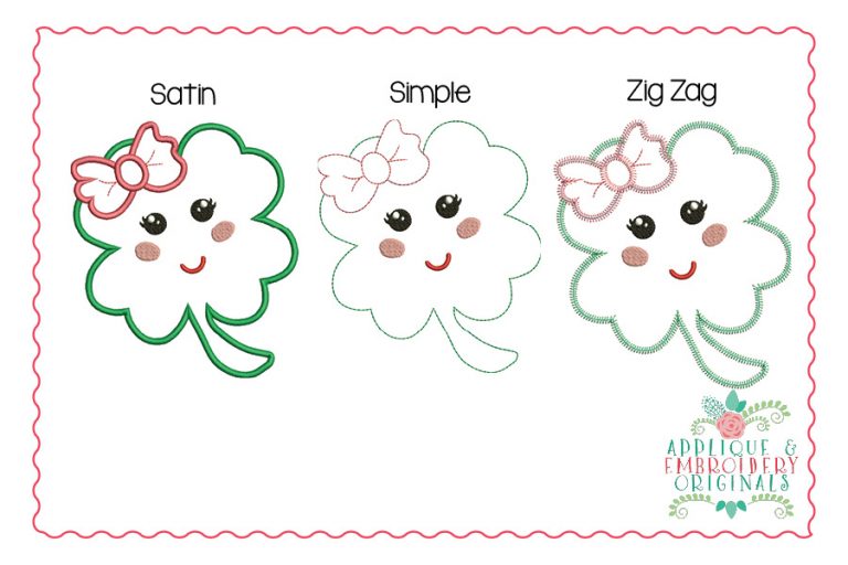 2418 Clover Face Bow All-In-One Applique Design - Image 2