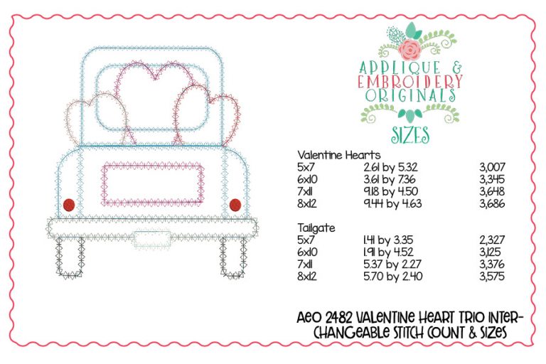 2482 Valentine Heart Trio Interchangeable Design for Truck - Image 2
